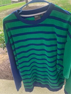 ASOS Blue Green Striped Crewneck Sweater Cotton Sz M Streetwear